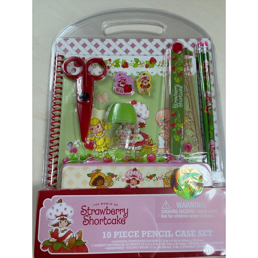 Strawberry Shortcake 10 Piece Pencil Case Set Notebook Folder Stationery Kit NEW